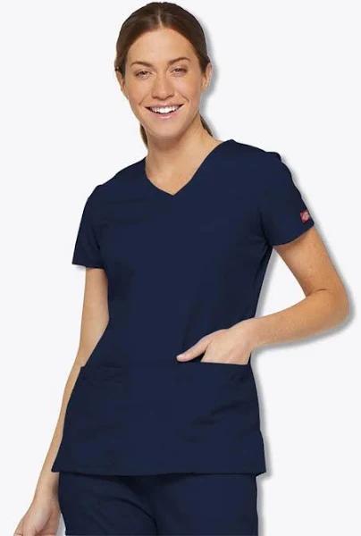 Dickies EDS Signature Scrubs Contemporary Fit V-Neck Top - S - Navy