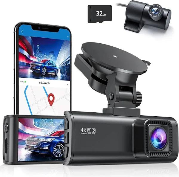 REDTIGER Dash Cam Front Rear, 4K/2.5K Full HD Dash Camera For Cars, Free 32GB SD Card, Built-in Wi-Fi GPS, 3.16” IPS Screen, Night Vision, 170°Wide