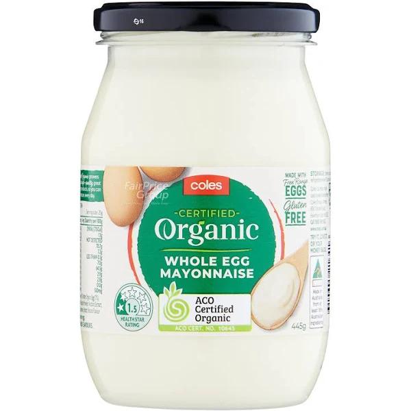 Coles Organic Whole Egg Mayonnaise 445g