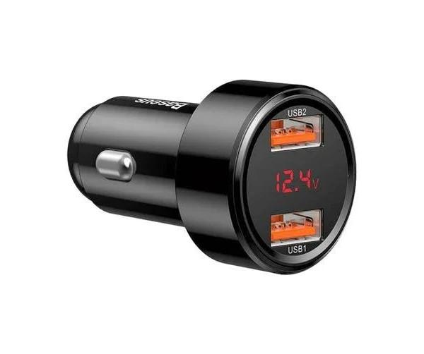 Baseus 45W Fast Charging Car Charger PD3.0 USB Cigarette Lighter Adapter-Dual USB-Black