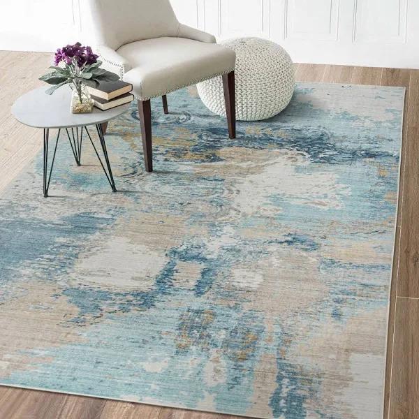 Teal Aqua Blue Rolling Chair Rug Mat Machine Washable Non Slip Carpet 120x170cm - AfterPay & zipPay Available