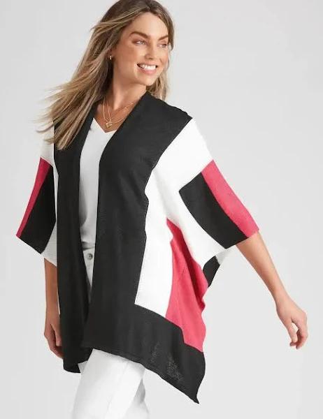 Rockmans - Womens Cardigan - Extended Sleeve Colour Block Cardigan