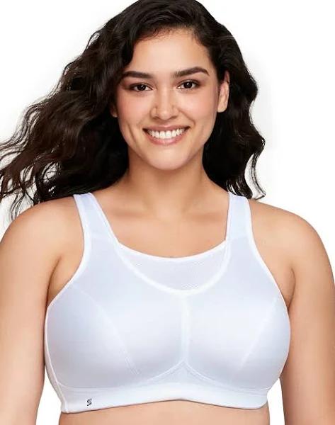 Glamorise No-Bounce Camisole Wire-Free Sports Bra - White 26G 1066 Plus Size Bra - Afterpay Available