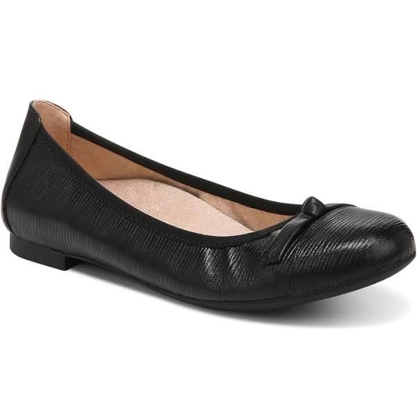 Vionic Women's Ballet Flat Black Amorie Leather Flat 8.5 M