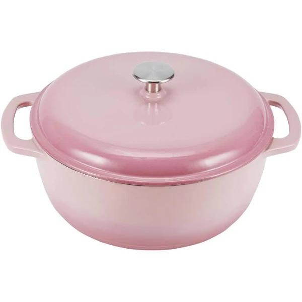 Amazon Basics Enameled Cast Iron Covered Round Dutch Oven, 5.7 Liters / 6 Quart, Light Pink