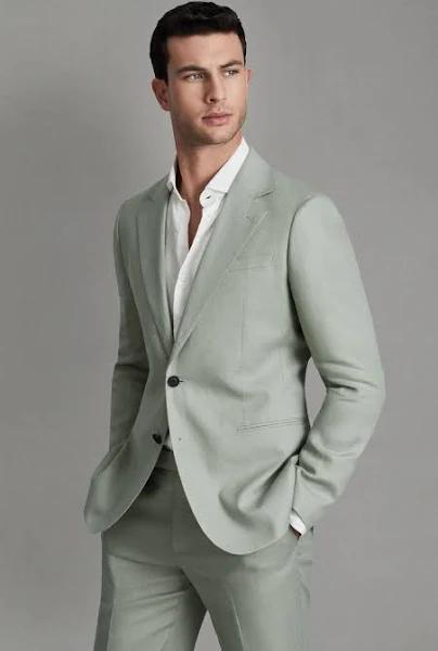 Reiss Mens Apple Kin Slim-Fit Single-Breasted Linen Blazer 42