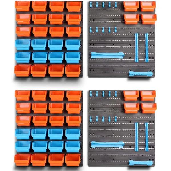 86pc Wall Mounted Parts Storage Bins Tool Holder Rack Workshop Organiser