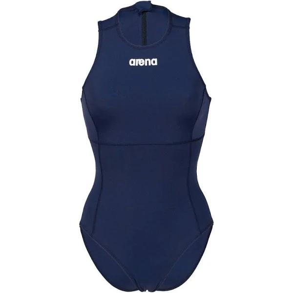 Arena Women's Solid Water Polo Suit - Navy/White | Polyester - Swimoutlet.com