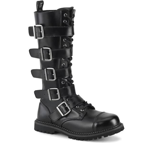 RIOT-20 Black Leather Boots, 7 M