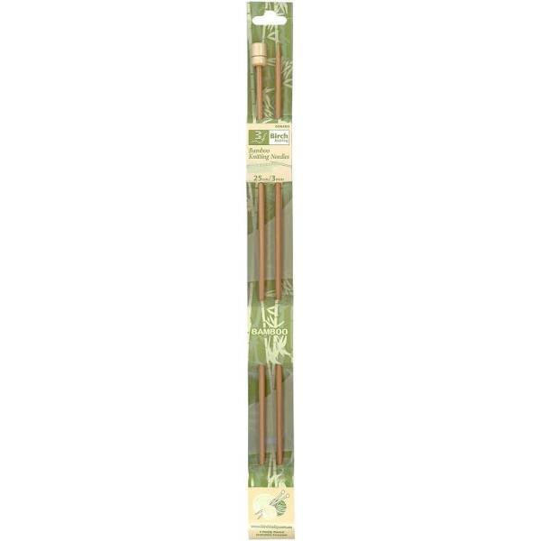 Birch Single Point Bamboo Knitting Needles 25cm 3mm