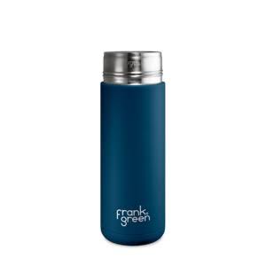 Frank Green Reusable Ceramic Bottle Deep Ocean 20oz - Button Lid