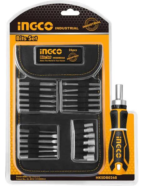 INGCO 26 Pcs Screwdriver Bits Ratcheting Driver