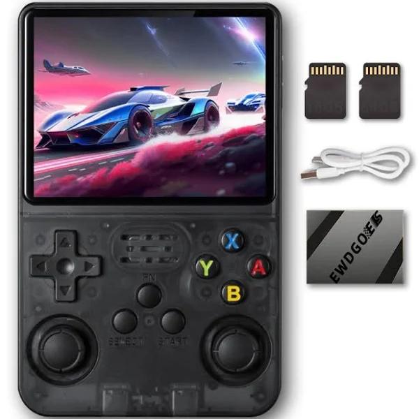 EWDGOES R36s Handheld Game Console 3.5 Inch Preinstalled Emulator System Transparent Black