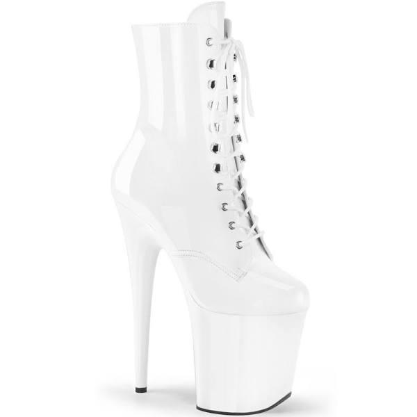 Pleaser FLAMINGO-1020 White Patent Ankle Boot Size 14