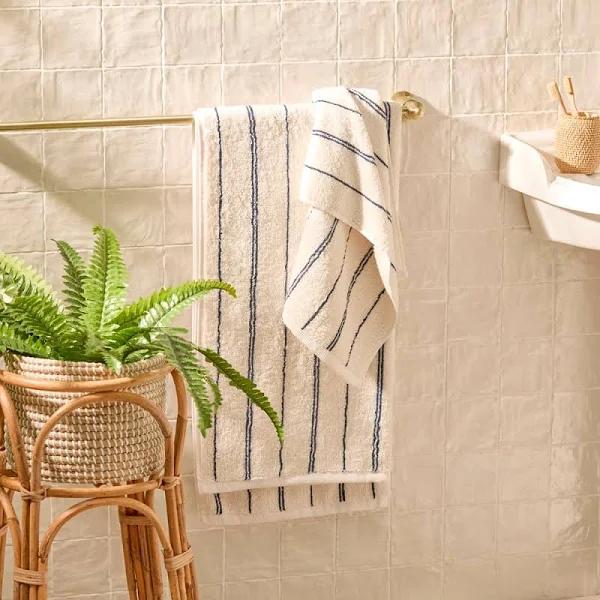 Adairs Hudson Stripe French Navy & Natural Towel Range - Hand Towel