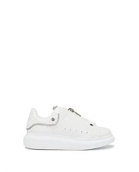 David Jones Alexander McQueen Oversize Zip Sneaker in White/Silver, Size 39 EU