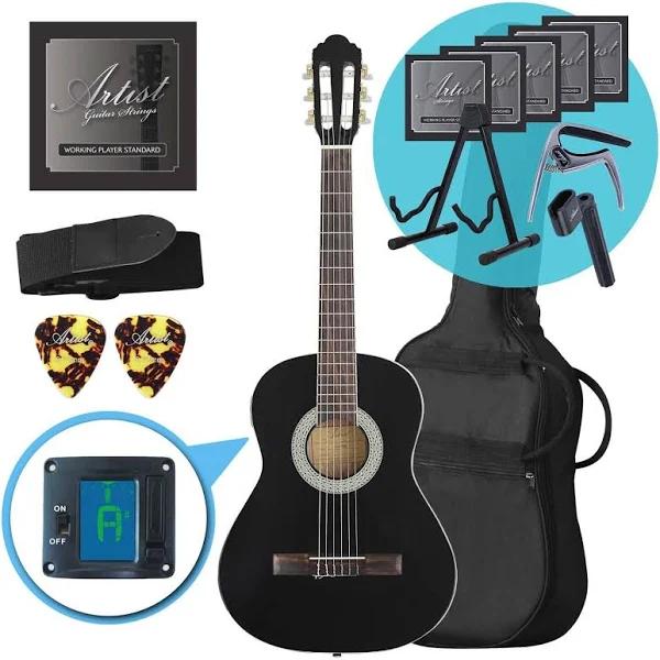 Artist CL34BK 3/4 Size Classical Guitar Ultimate Pack - Black