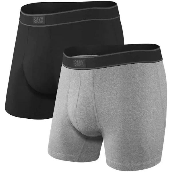 Saxx 2-Pack Daytripper Fly Boxer Briefs, Black/Grey Small