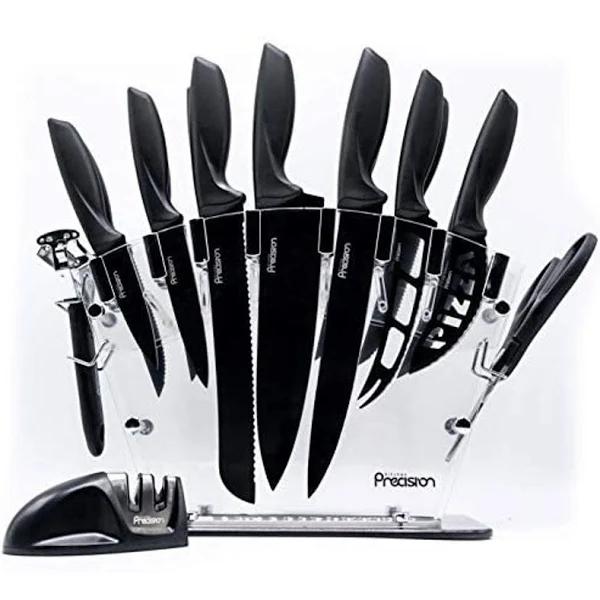 Knife Set with Block and Sharpener (17 Piece)