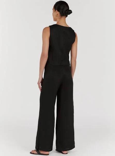 Flick Linen Pants in Black Size 14 by DISSH