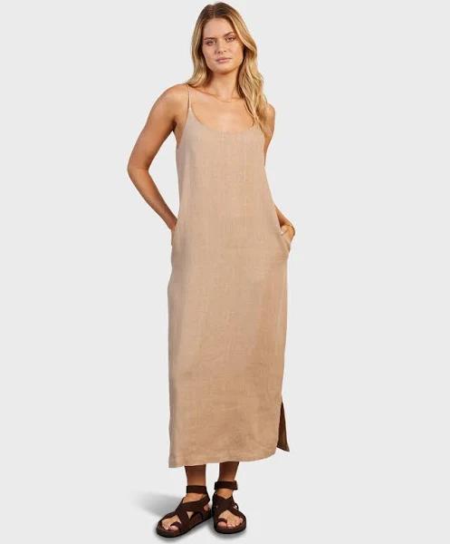 Essential Linen Slip Dress Warm Sand / S