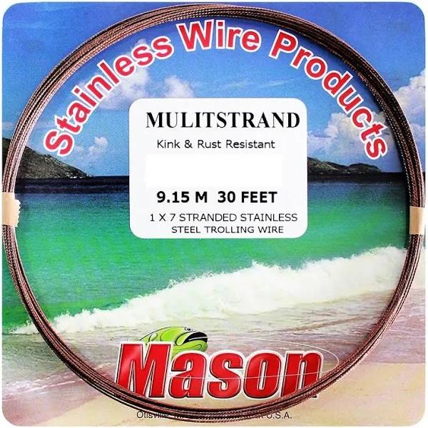 30ft Coil of 125lb Mason Multistrand Stainless Steel Wire Fishing Leader