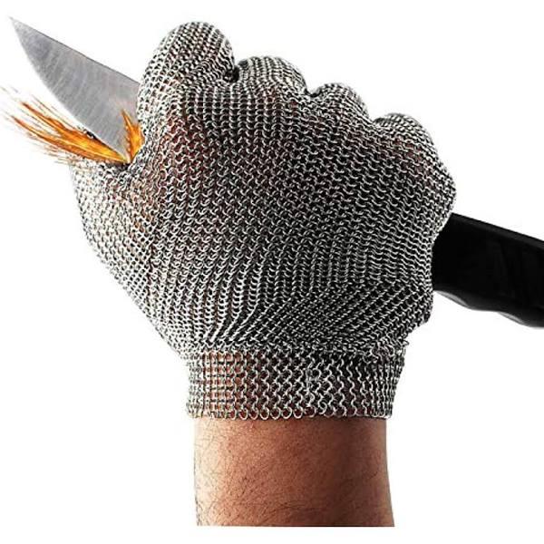 Schwer Cut Resistant Stainless Steel Mesh Gloves For Food Handling, Meat Processing Butchers Slicing Chopping Restaurant Work Safety(L)