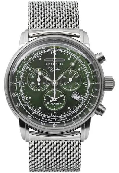 Zeppelin 8680M-4 100 Years Green Dial Chronograph Wristwatch