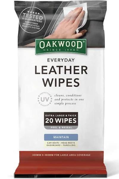 Oakwood Everyday Leather Wipes 20 Pack With UV Protection OP197