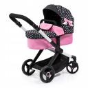 Bayer Xeo Compact Doll Pram - Pink w/White Hearts & Pink Bow New