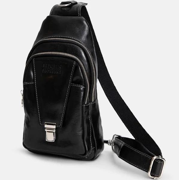 Republic of Florence - Men's Black Messenger - Valerio Black Leather Sling Bag - Size One Size at The Iconic