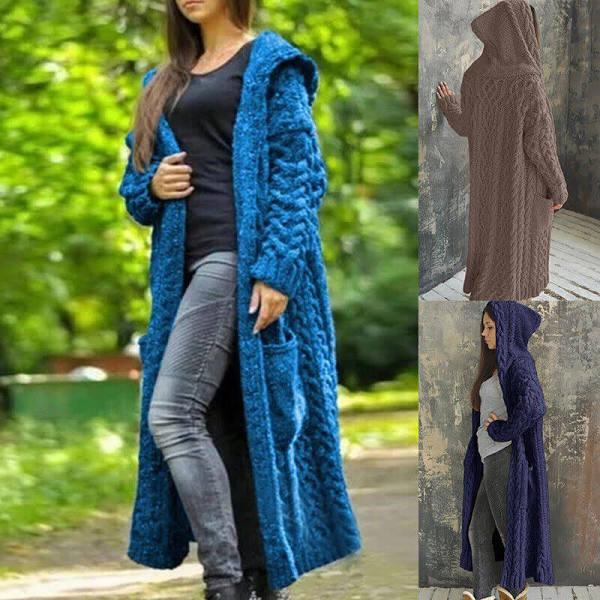 Women Sweater Hoodie Knitted Coat Jacket Cardigan Outwear Long Jumper