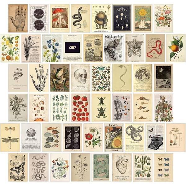 KOSKIMER 50pcs Vintage Wall Collage Kit Aesthetic Pictures, Posters For Room Aesthetic Vintage, Cottagecore Room Decor For Bedroom Aesthetic, Cute