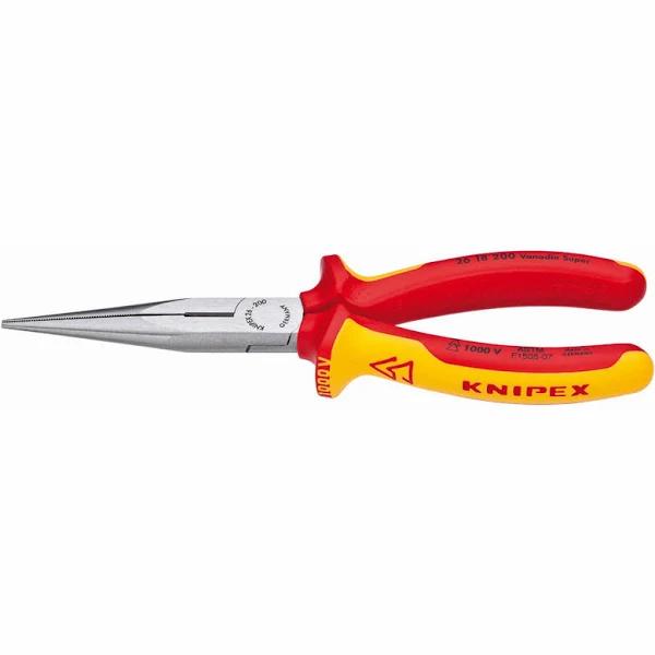 Knipex Tools - Long Nose Pliers with Cutter, 1000V Insulated (2618200SBA)