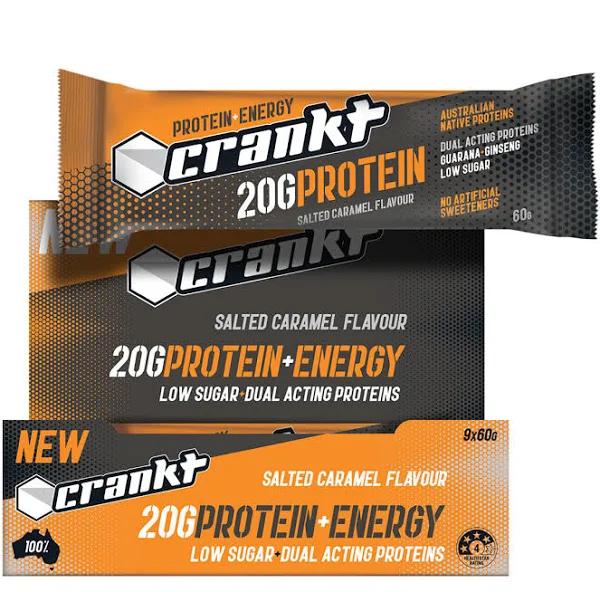 9 x Crankt Protein Bar Salted Caramel 60g - AfterPay & zipPay Available