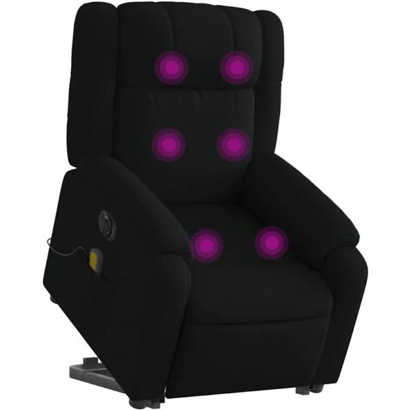 Electric Stand Up Massage Recliner Chair Black Fabric vidaXL