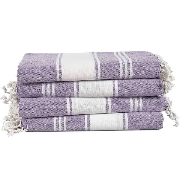 Set of 4 100% Cotton Chambray Turkish Beach Towels - Day Break