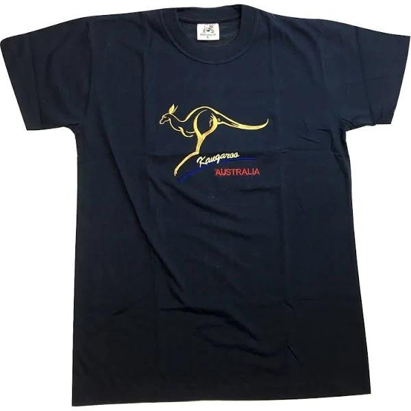 Aussiez Adult Australian Kangaroo T Shirt Australia Day 100% Cotton Souvenir Tee Top - Navy - M