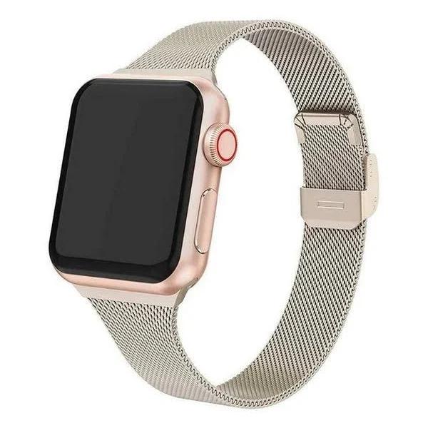 Classic Slim Milanese Loop For Apple Watch Band 8 7 6 5 4 3 2 SE 44/42/40/38 42/44/45mm / Vintage Gold