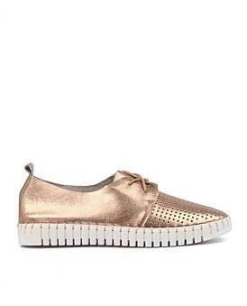 Midas Husto Rose Gold Leather Sneakers in Metallic, Size 38 EU