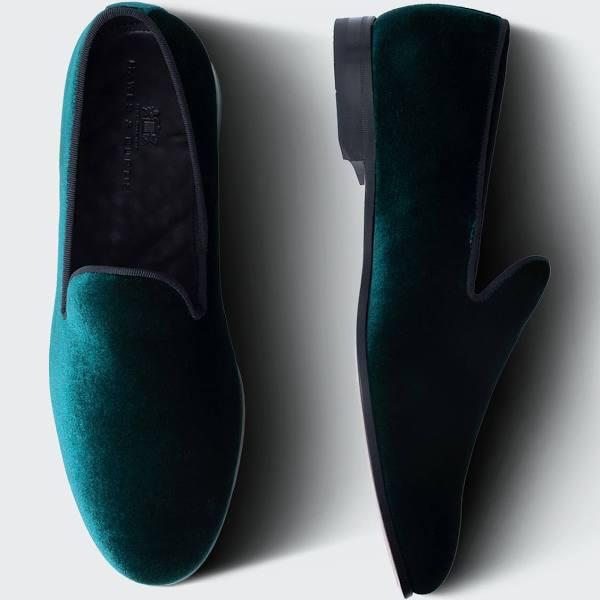 Hawes & Curtis Men's Green Velvet Padded Loafer