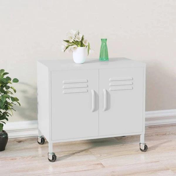 vidaXL 60 x 35 x 56cm Steel Storage Cabinet - White