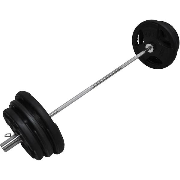 Total 99kg - 150cm Olympic Barbell Bar + Rubber Coated Weight Plate - 10kg x 2 + 15kg x 2 + 20kg x 2