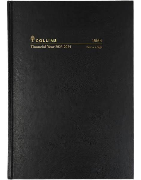 2023-2024 Financial Year Diary Collins A5 Day to Page Black 18M4