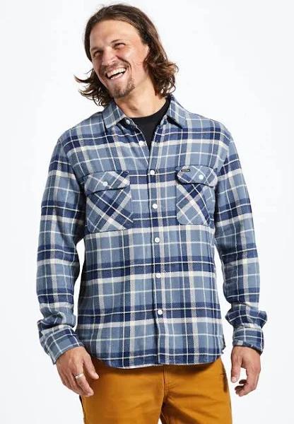 Brixton Bowery LS Flannel - Flint Blue/Twilight Blue/Beige - XXL