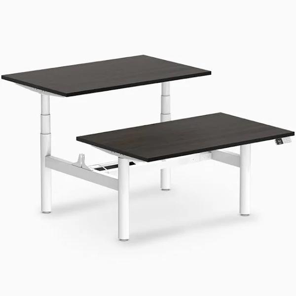 Desky Back to Back Round Leg Melamine Sit Stand Workstation