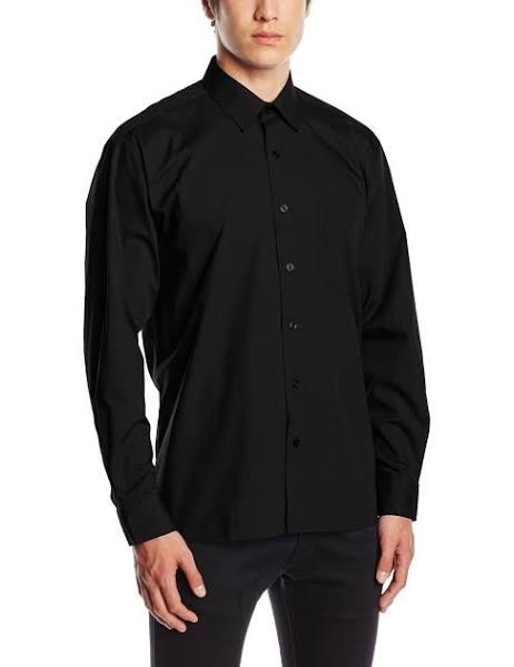 Premier Mens Long Sleeve Formal Plain Work Poplin Shirt Black 21