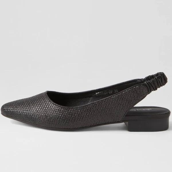 Diana Ferrari Diorah Black Woven Leather Flat Shoes Black Womens Shoes Flats Shoes