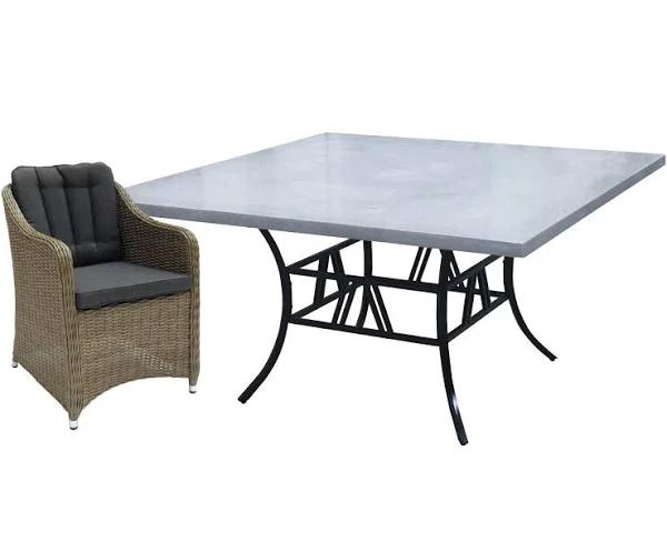 Liverpool 9-Piece Stone Outdoor Dining Setting (Square) — Grey by FurnitureOkay, Charcoal