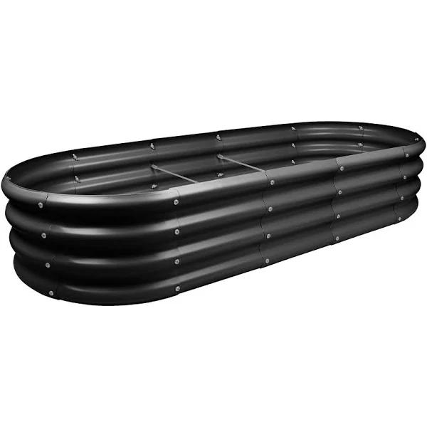 180cm x 90cm Rounded Galvanised Steel Raised Garden Bed - by Harbour Housewares - Anthracite